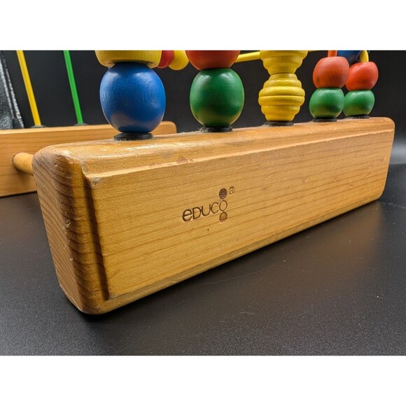 Rare Vtg Educo Super Maze II Wooden Bead Roller Coaster Maze Activity Toy Canada - Picture 4 of 8